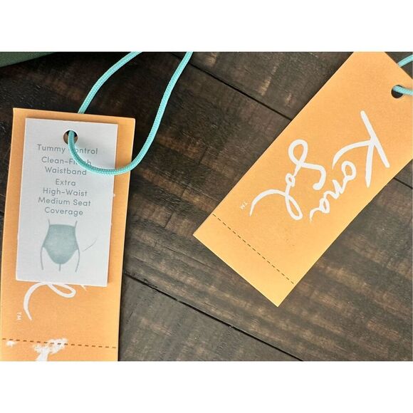 Kona Sol Green High Rise Bottom and Pink One Shoulder Ruffle Bikini Size Large - Picture 3 of 5